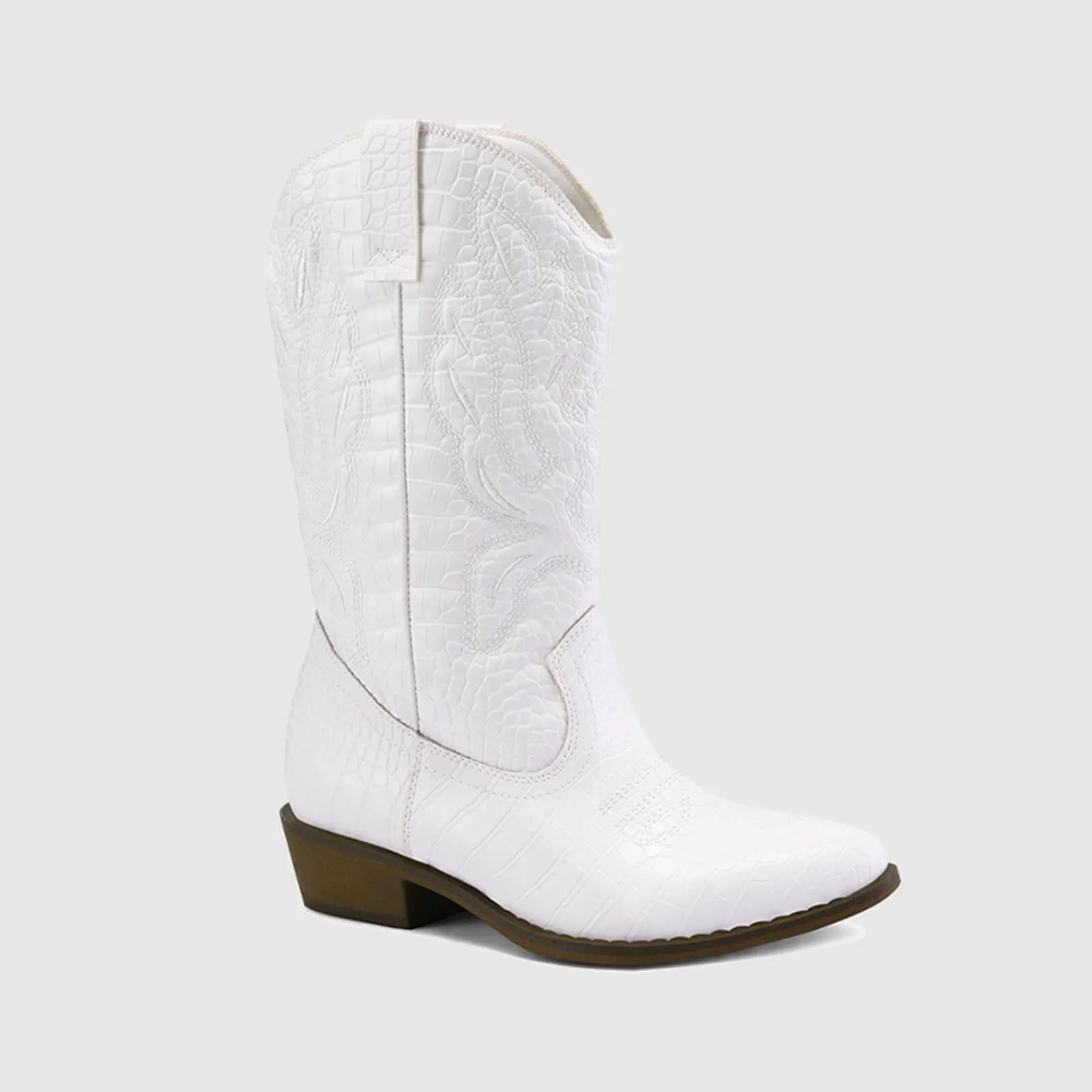 Western Cowboy Boots Embroidered Mid-Calf Pointed Toe Cowgirl Booties - Image 25