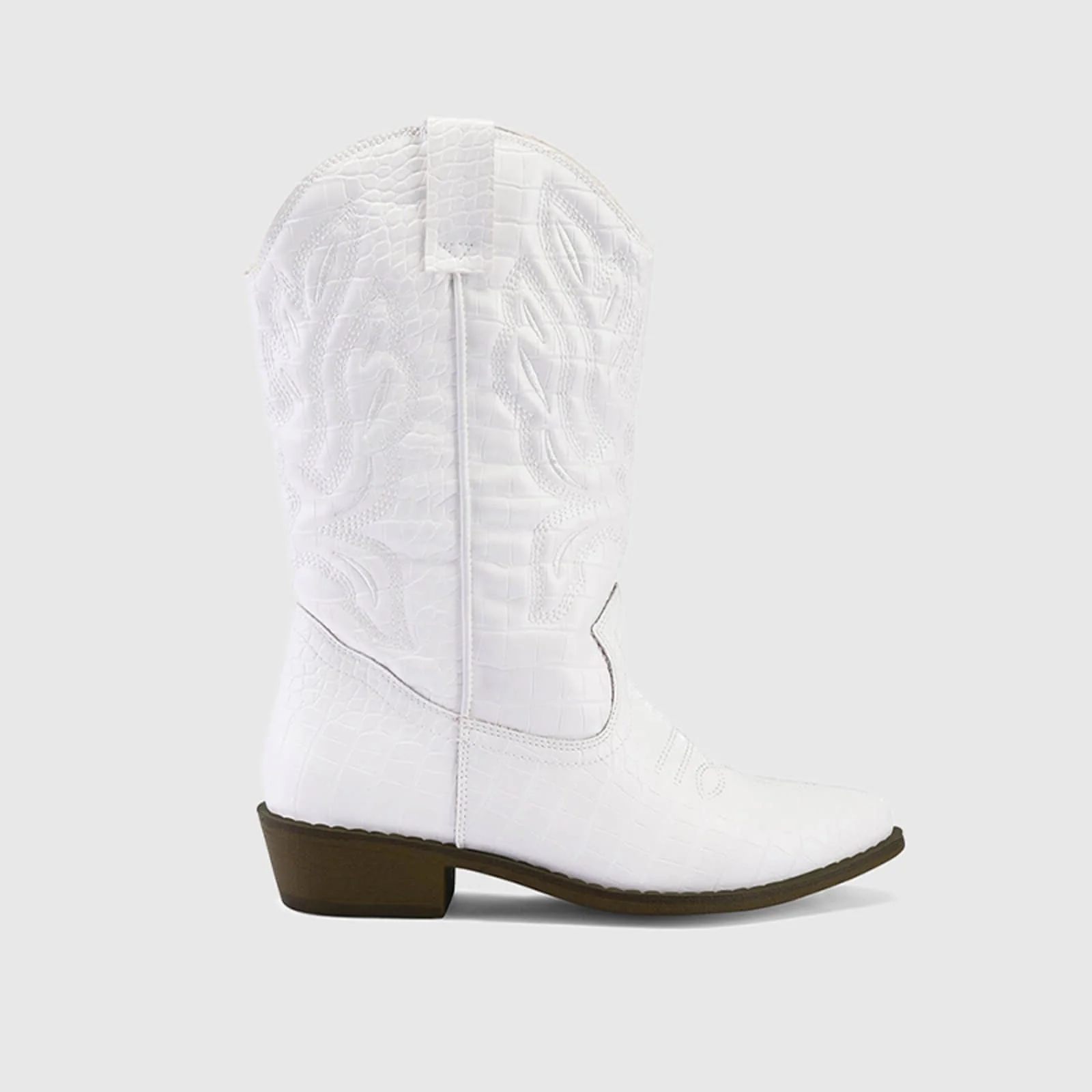 Western Cowboy Boots Embroidered Mid-Calf Pointed Toe Cowgirl Booties - Image 26