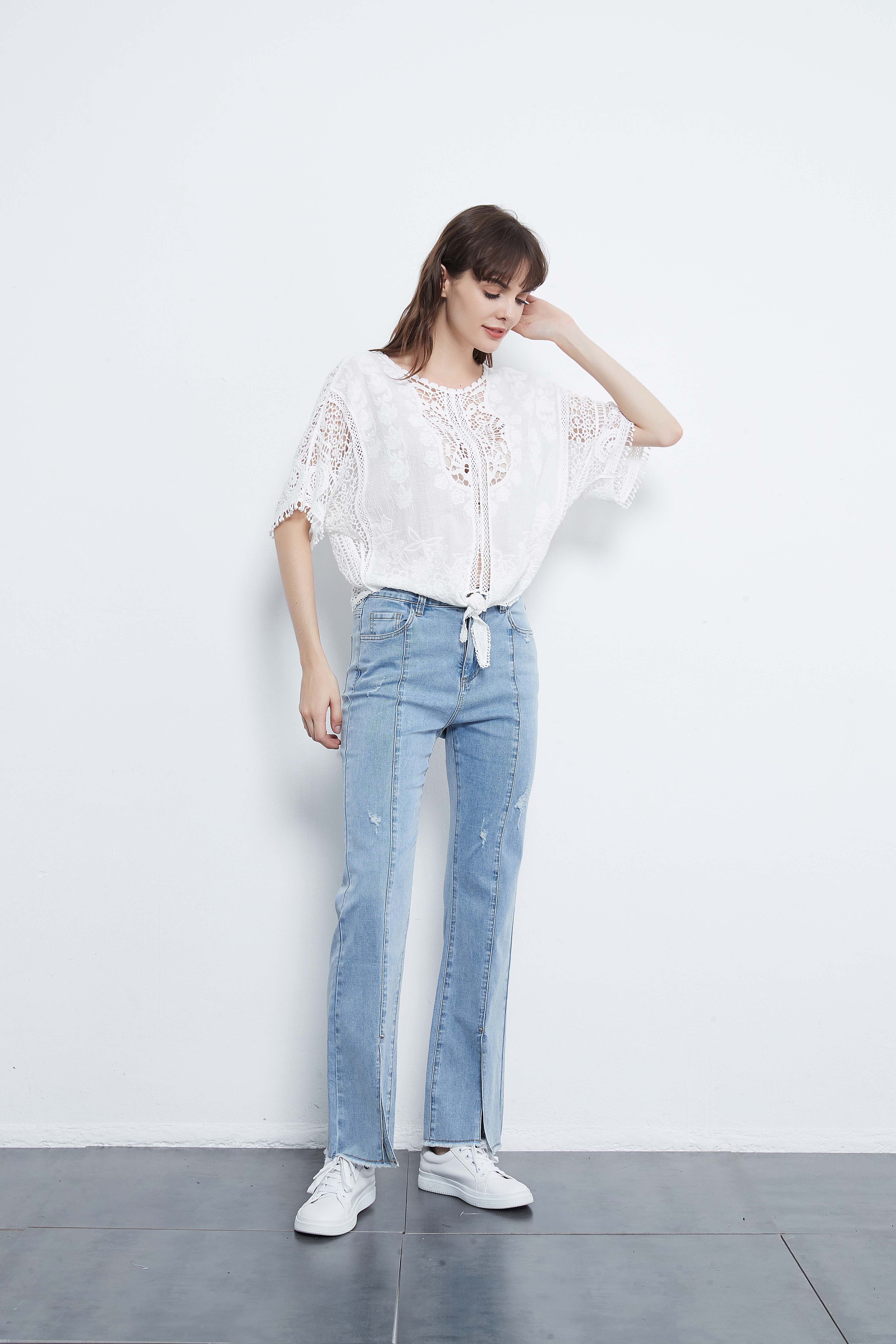 White Lace Crochet Blouse Tie Knot Top - Image 10
