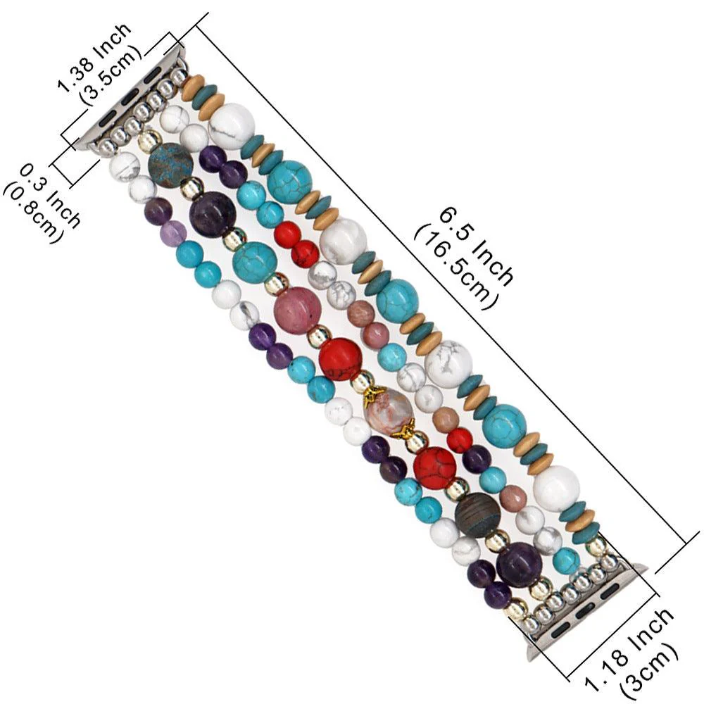 White Pine Turquoise Amethyst Gold Bead Watch Strap - Image 2