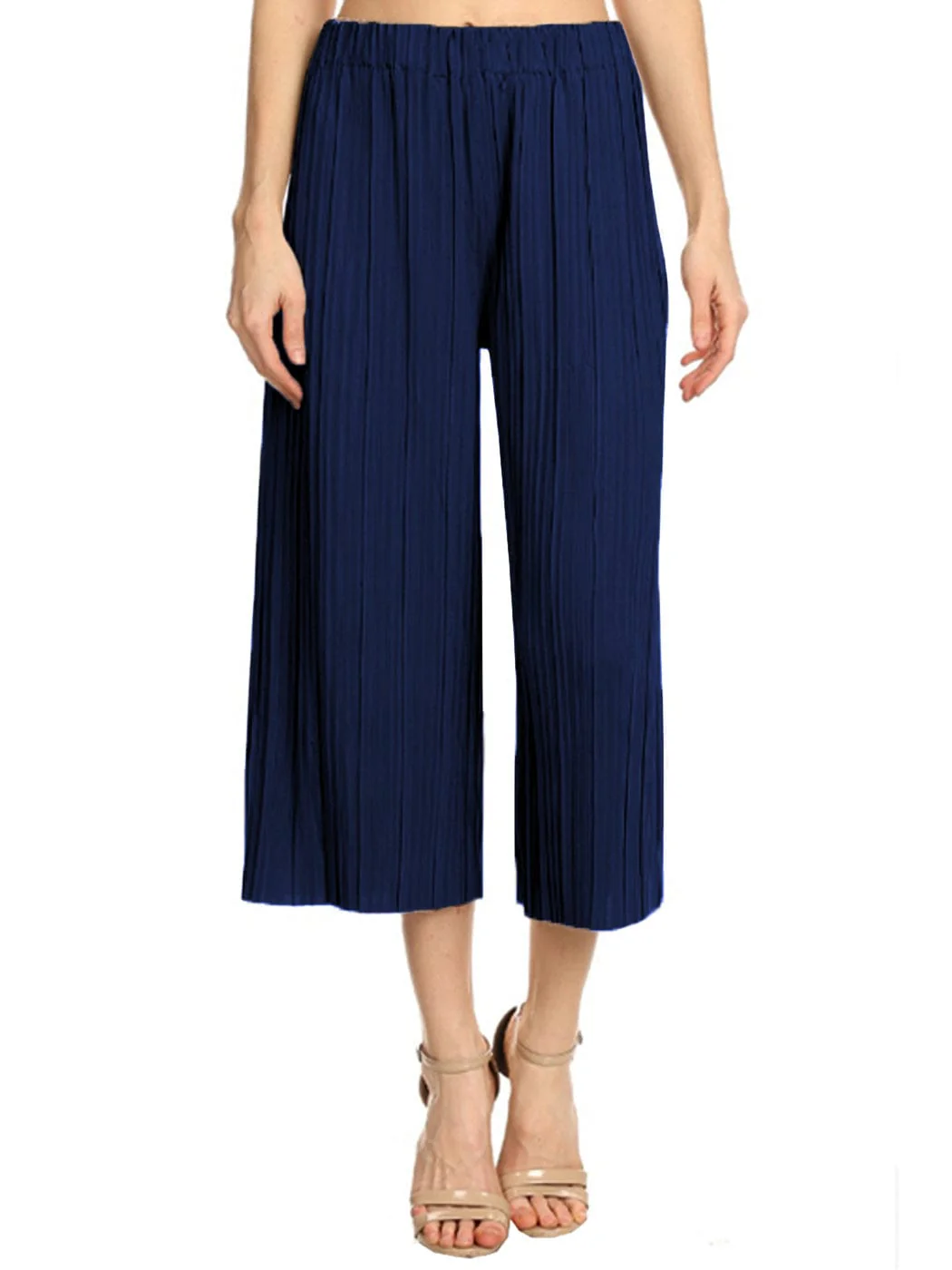 Wide Leg Pants Pleated Cropped Palazzo Lounge Pants - Image 14
