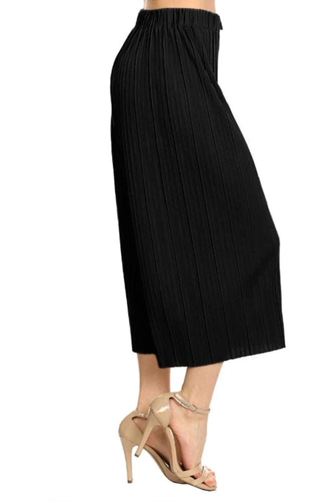 Wide Leg Pants Pleated Cropped Palazzo Lounge Pants - Image 4