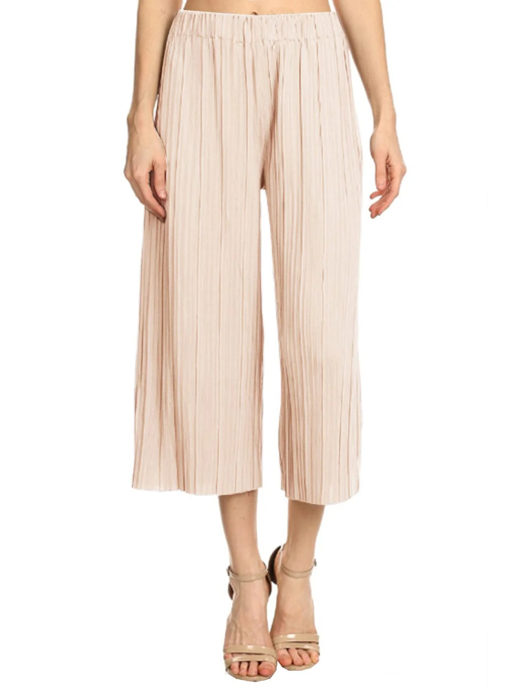 Wide Leg Pants Pleated Cropped Palazzo Lounge Pants - Image 8
