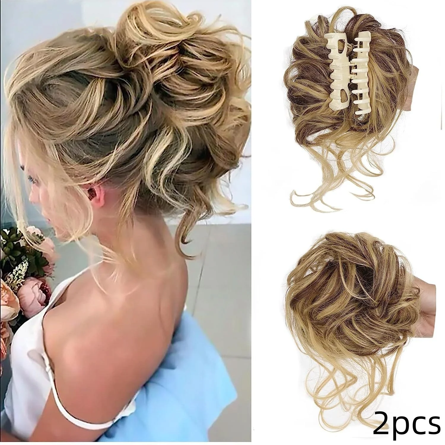 Wig Bun Messy Curly Hair Bun - Image 3