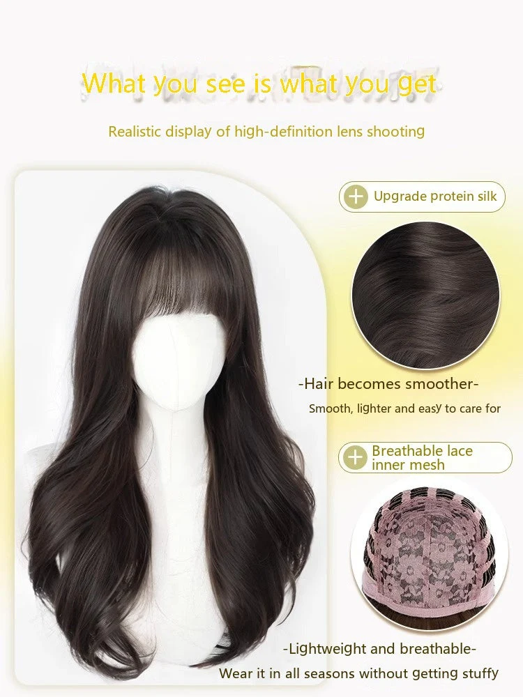 Wig Long Hair Full-head Wig-style Curly Hair Seamless Wig Sheath - Image 3