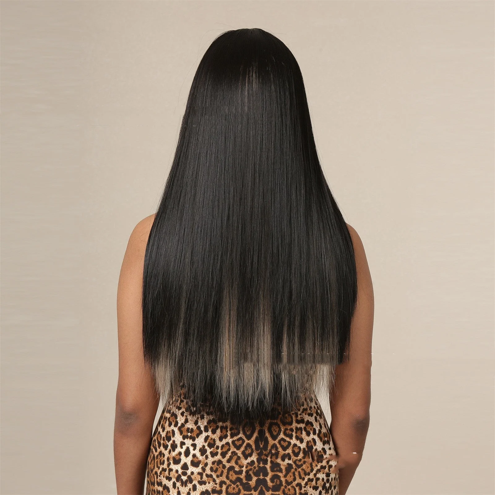 Wig Long Hair Long Straight Hair Natural Highlight - Image 5
