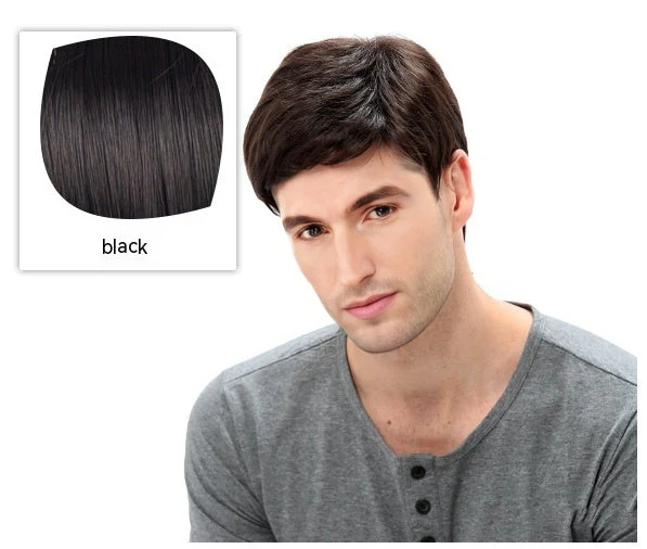 Wig Men's Side Bangs Short Straight Hair Chemical Fiber Full-head Wig - Image 6