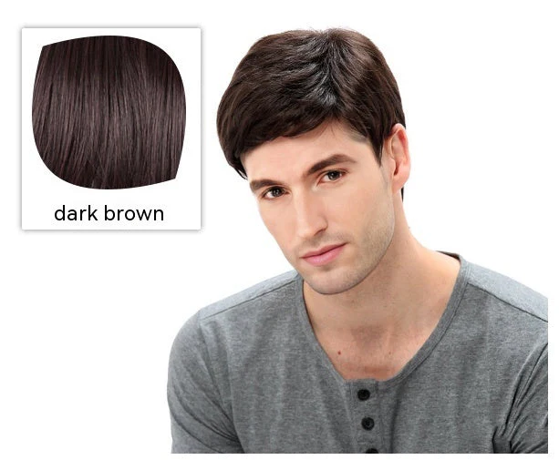 Wig Men's Side Bangs Short Straight Hair Chemical Fiber Full-head Wig - Image 8