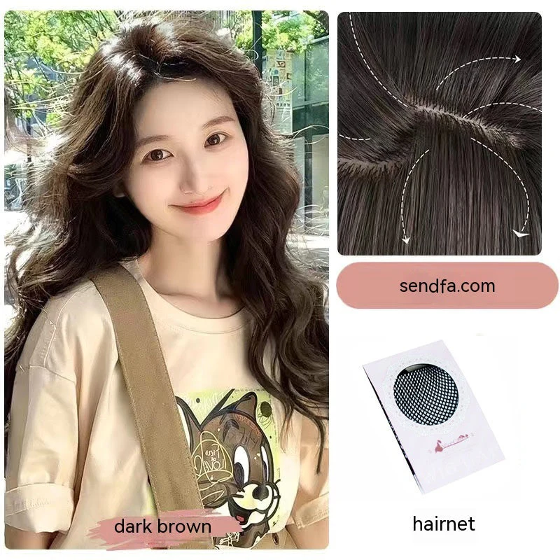 Wig Natural Long Curly Hair Big Wave Eight-character Bangs Wig - Image 4