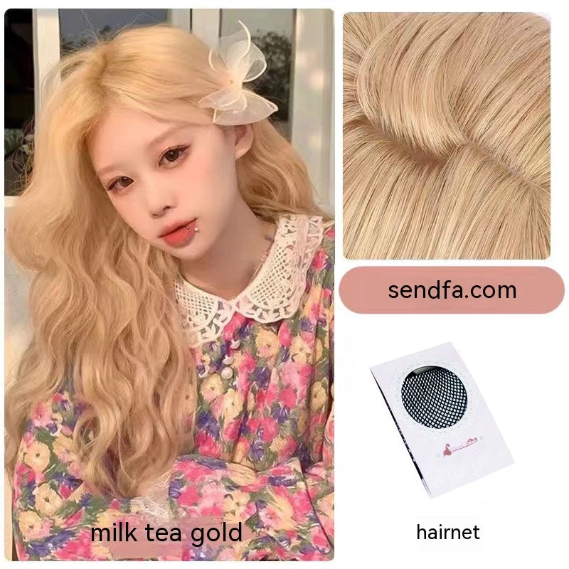 Wig Natural Long Curly Hair Big Wave Eight-character Bangs Wig - Image 5