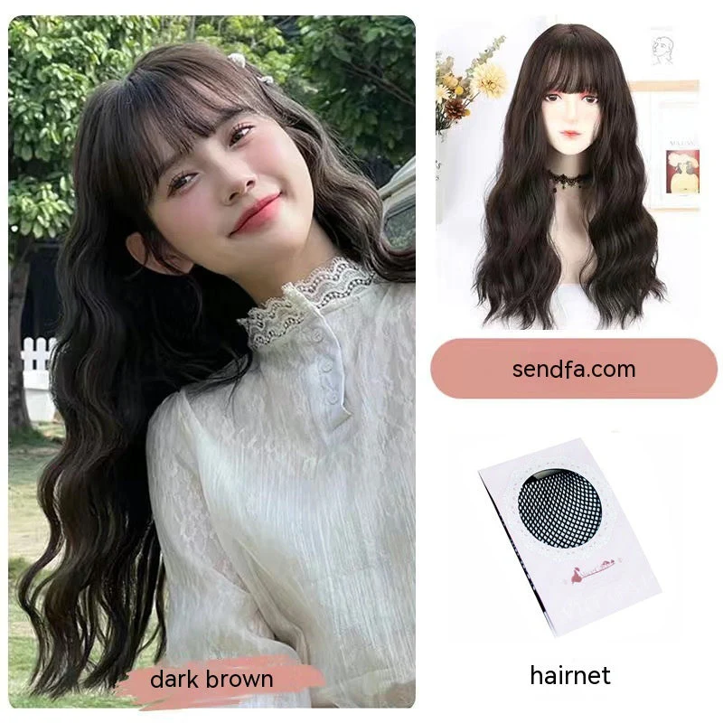 Wig Natural Long Curly Hair Big Wave Eight-character Bangs Wig - Image 7