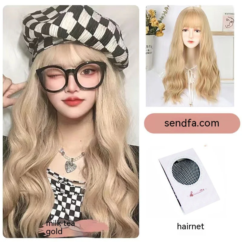 Wig Natural Long Curly Hair Big Wave Eight-character Bangs Wig - Image 8