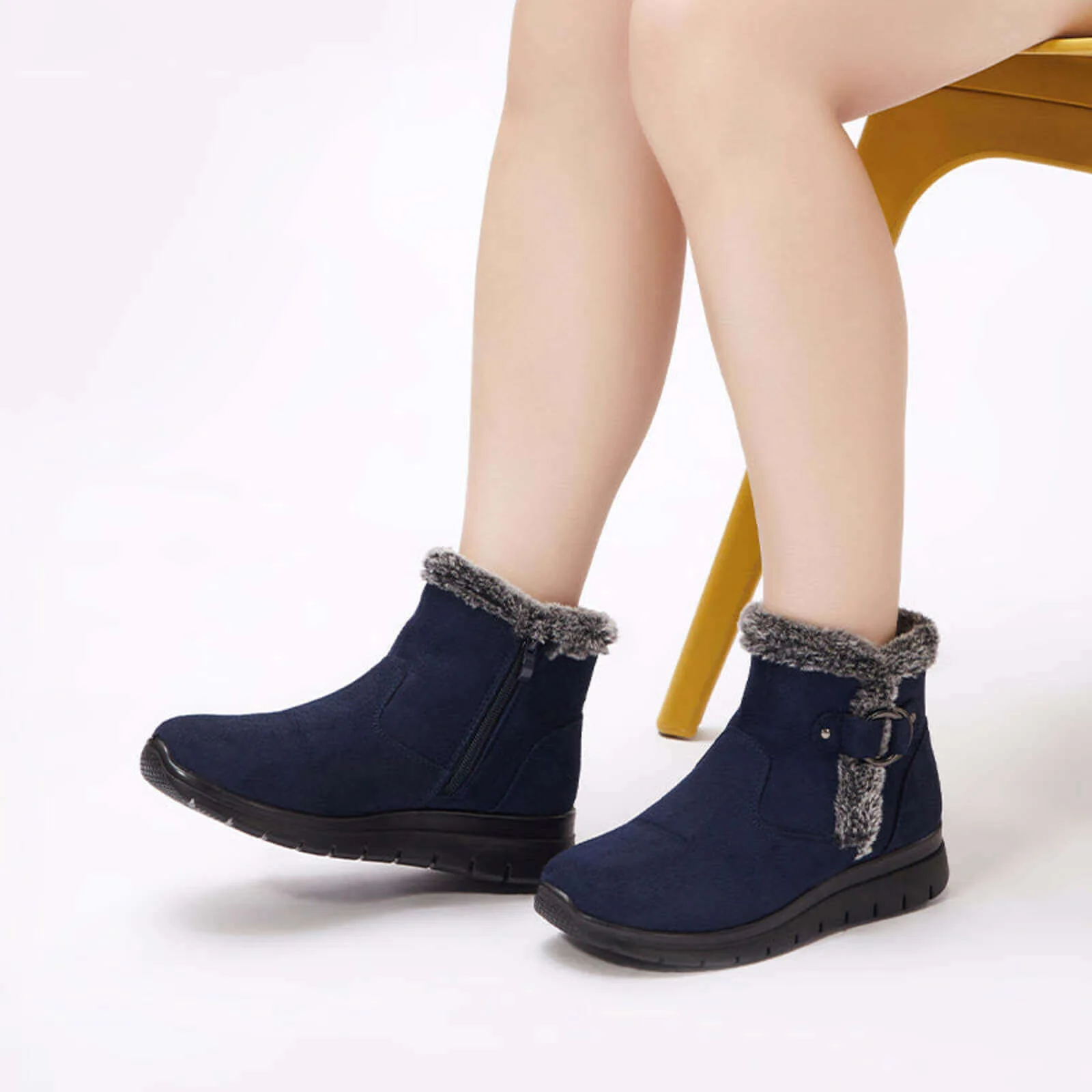 Super Soft Fur Lining Stitching Ankle Snow Boots - Image 16