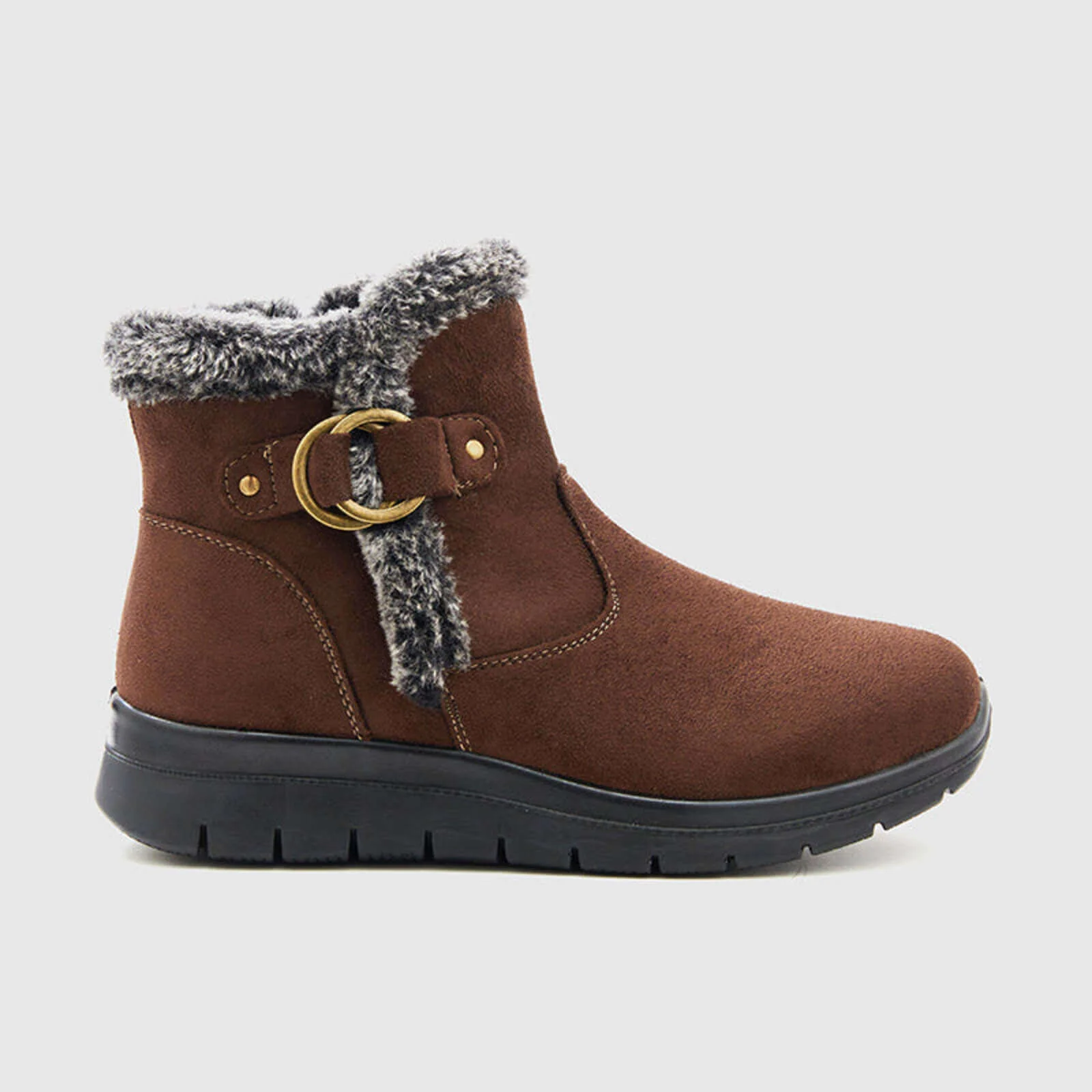 Super Soft Fur Lining Stitching Ankle Snow Boots - Image 2