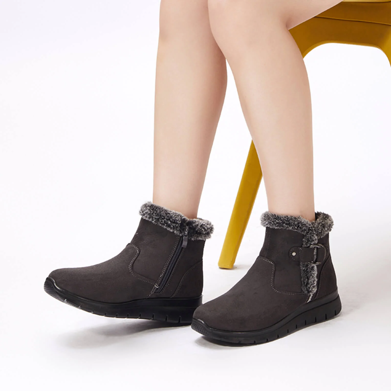 Super Soft Fur Lining Stitching Ankle Snow Boots - Image 34
