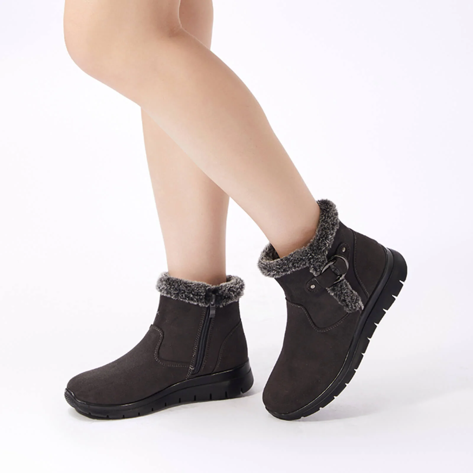 Super Soft Fur Lining Stitching Ankle Snow Boots - Image 35