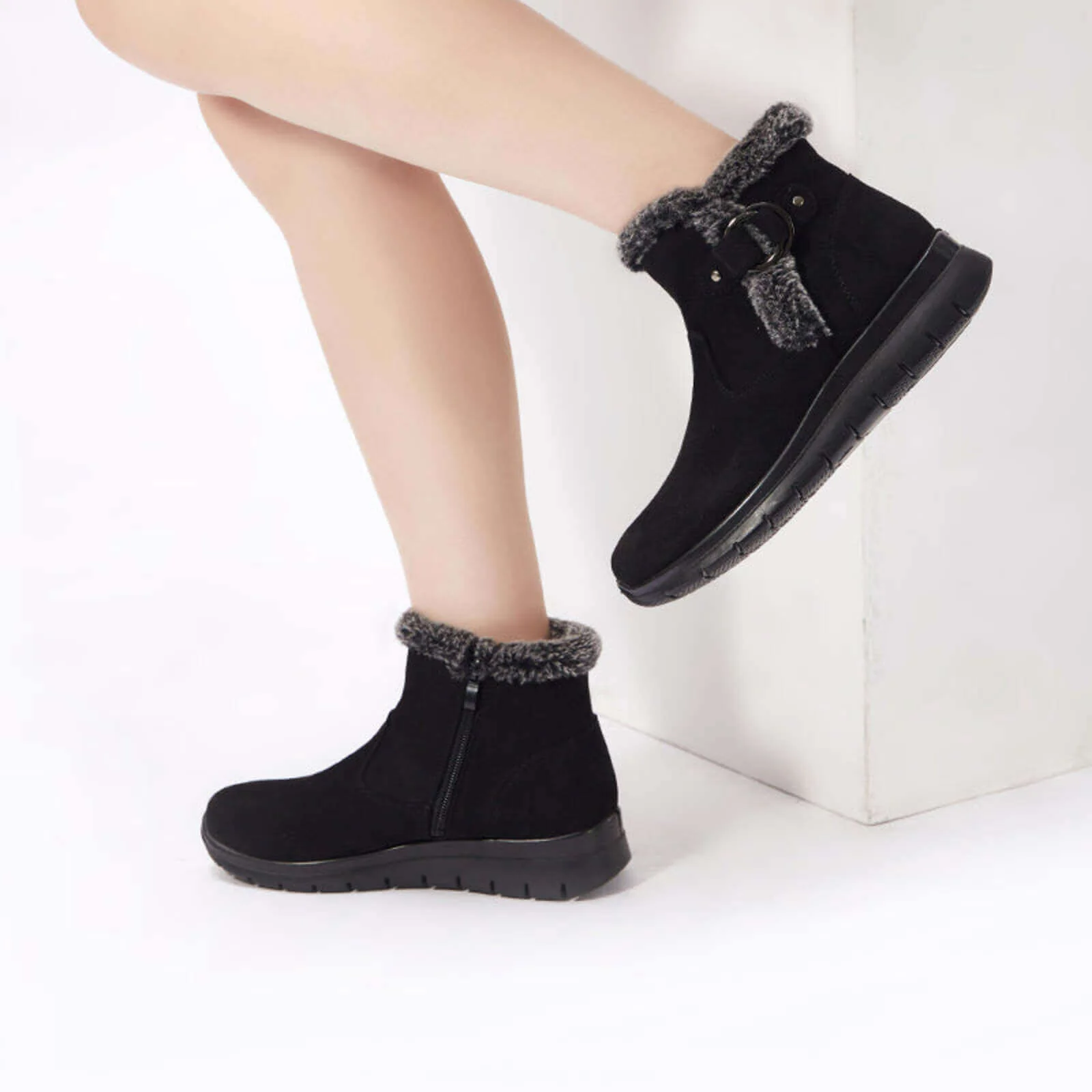 Super Soft Fur Lining Stitching Ankle Snow Boots - Image 44