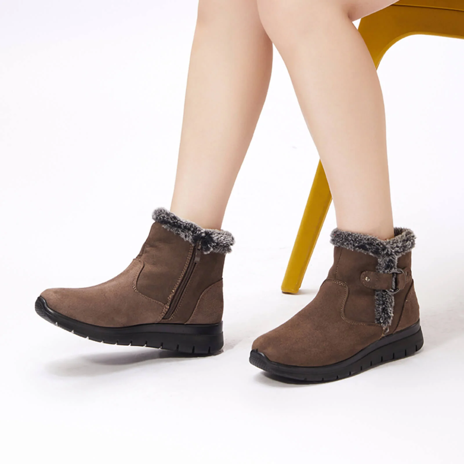 Super Soft Fur Lining Stitching Ankle Snow Boots - Image 51