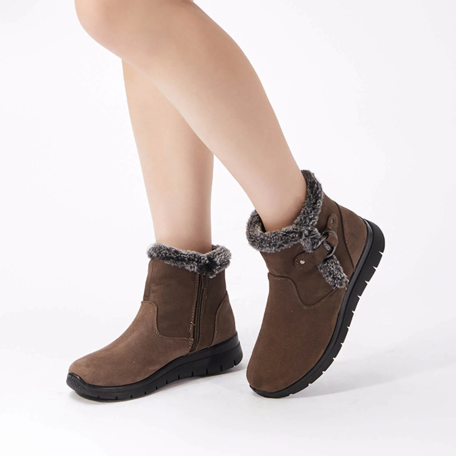 Super Soft Fur Lining Stitching Ankle Snow Boots - Image 52