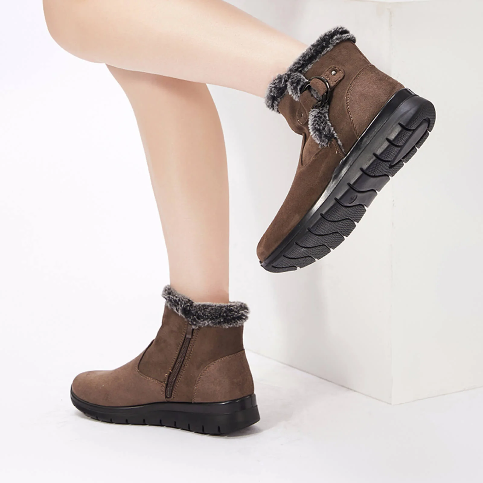 Super Soft Fur Lining Stitching Ankle Snow Boots - Image 53