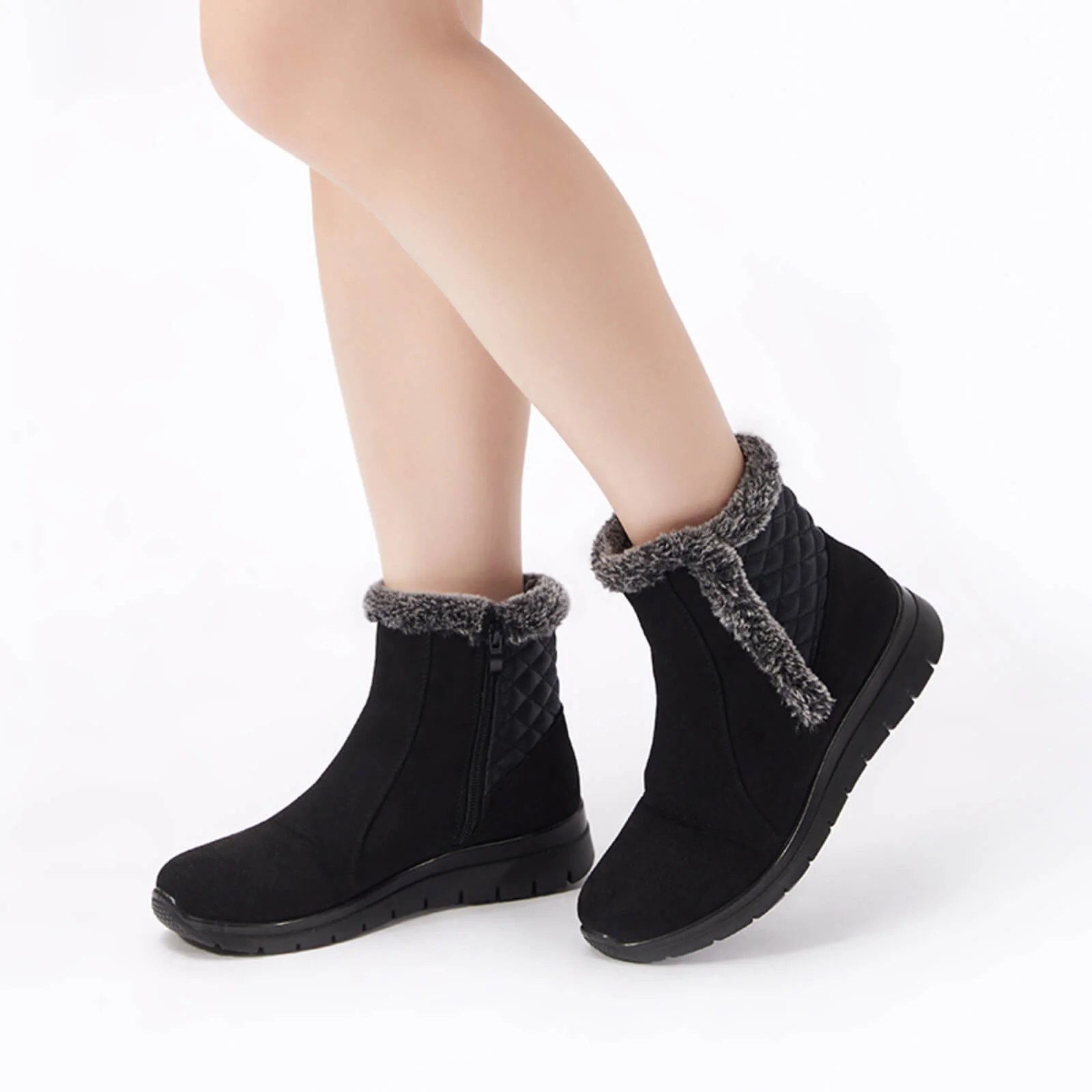 Super Soft Fur Lining Stitching Ankle Snow Boots - Image 61