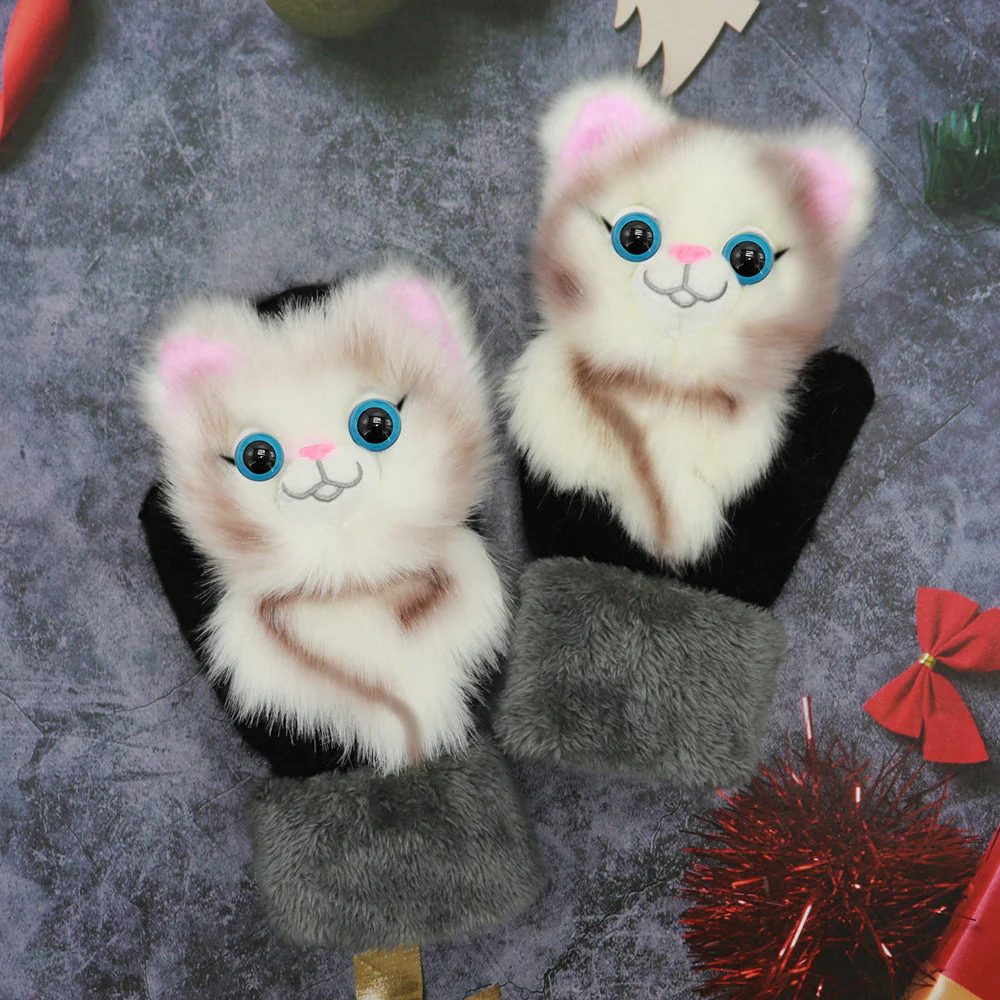 Winter Plush Cartoon Animal Gloves - Image 12