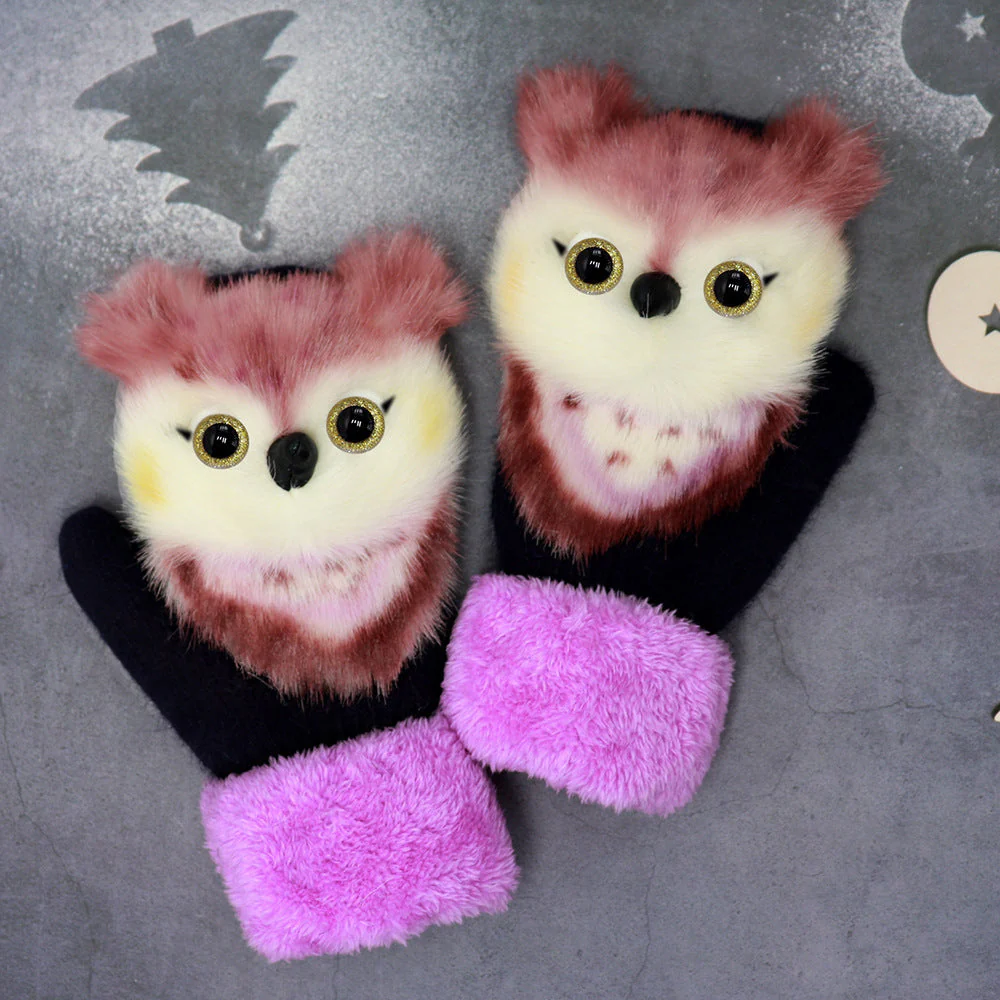 Winter Plush Cartoon Animal Gloves - Image 13