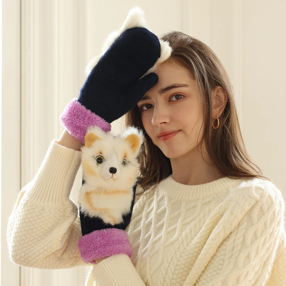 Winter Plush Cartoon Animal Gloves - Image 2