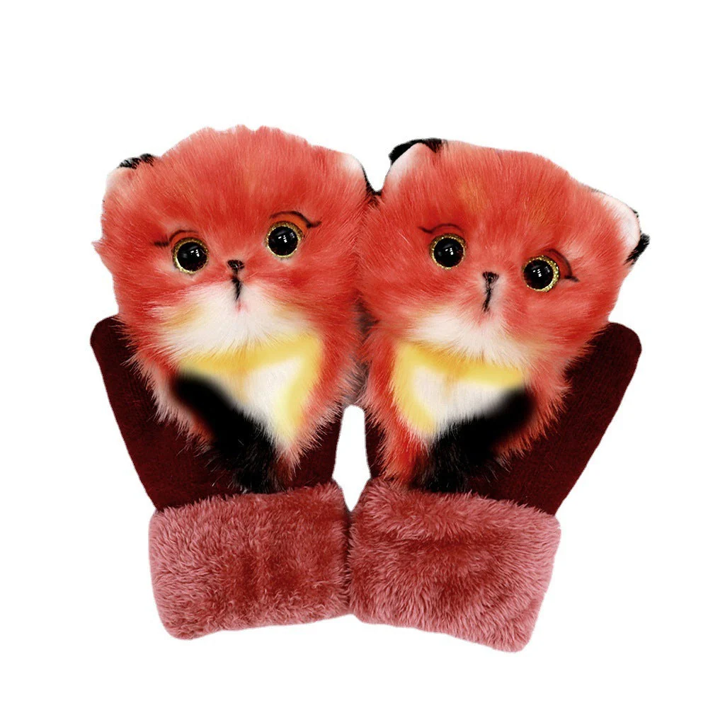 Winter Plush Cartoon Animal Gloves - Image 5