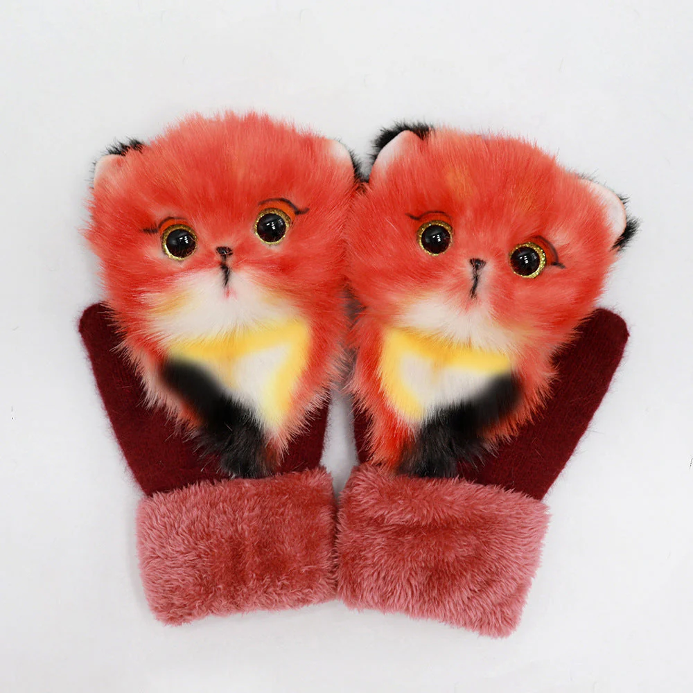 Winter Plush Cartoon Animal Gloves - Image 8