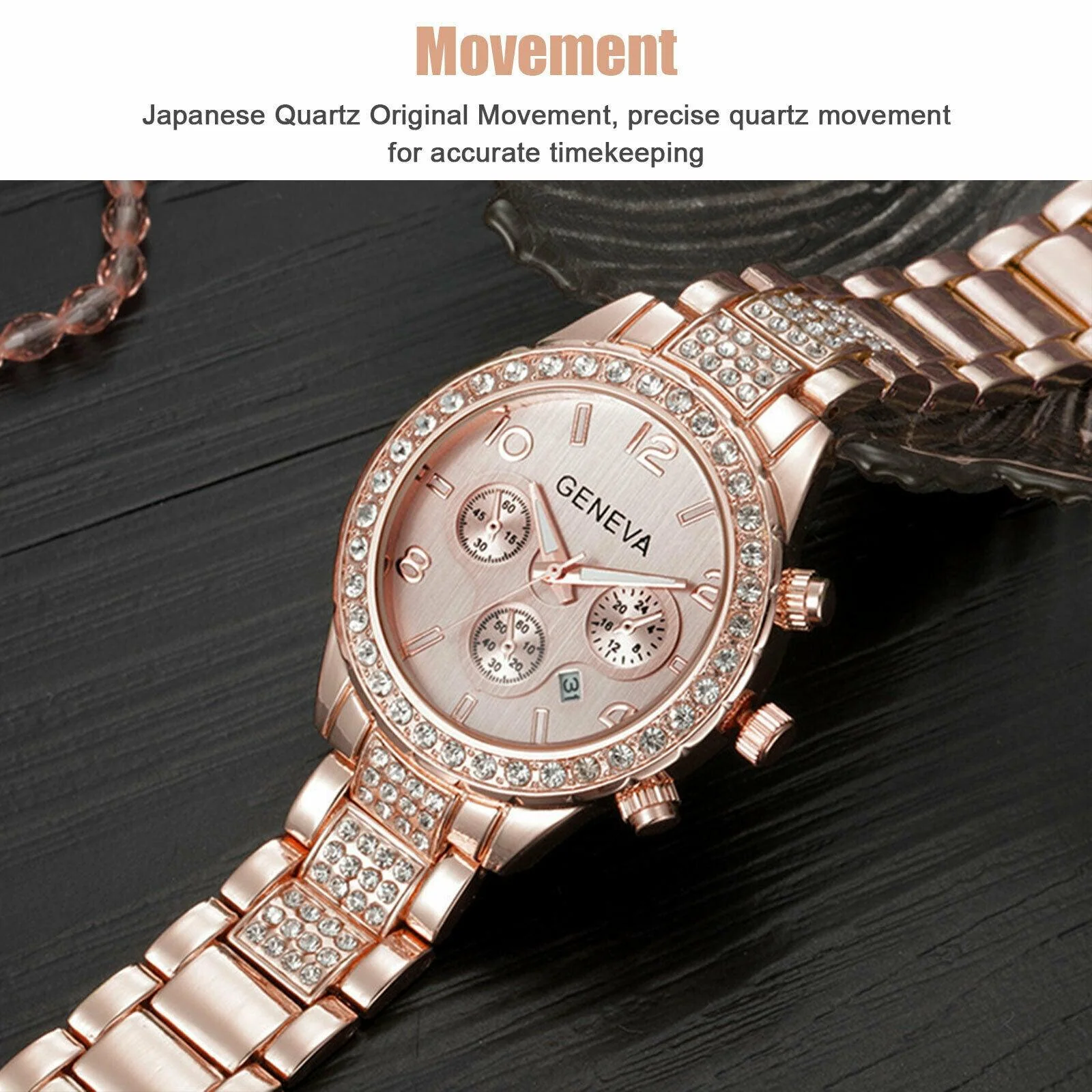 Women Classic Stainless Steel Crystal Quartz Round Analog Wrist Watch For Women - Image 6