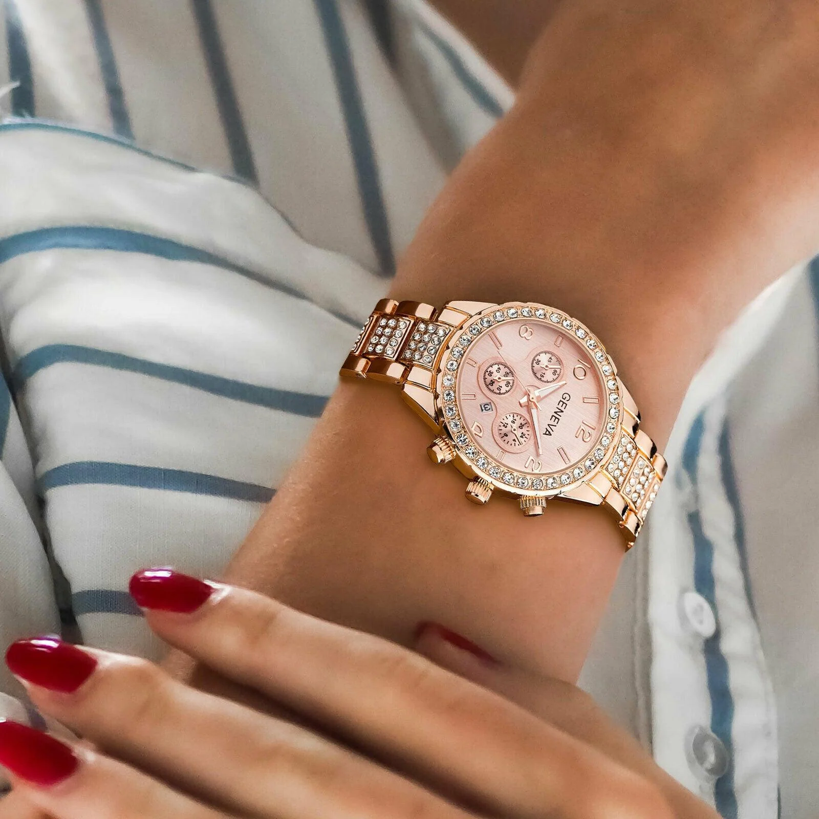 Women Classic Stainless Steel Crystal Quartz Round Analog Wrist Watch For Women - Image 7