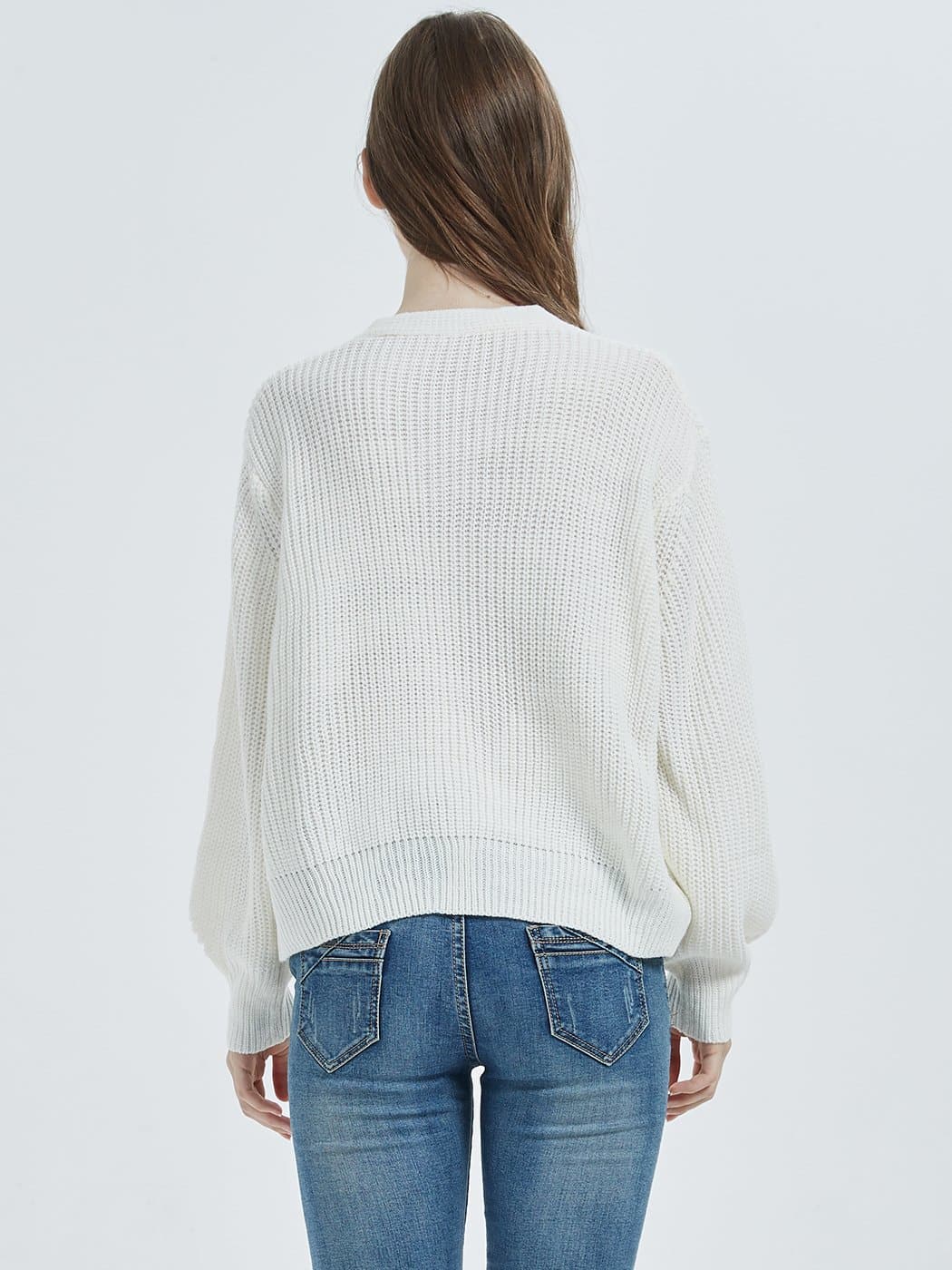 Lantern Sleeve Cardigan Button Down Open Front Knit Sweater Coat - Image 10