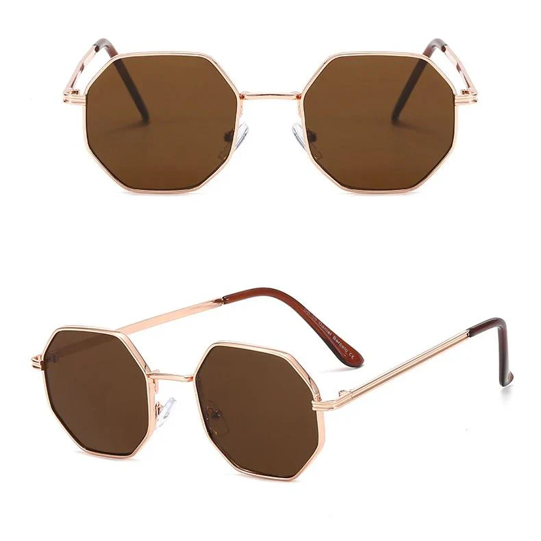 Women Retro Polygonal Metal Sunglasses - Image 11