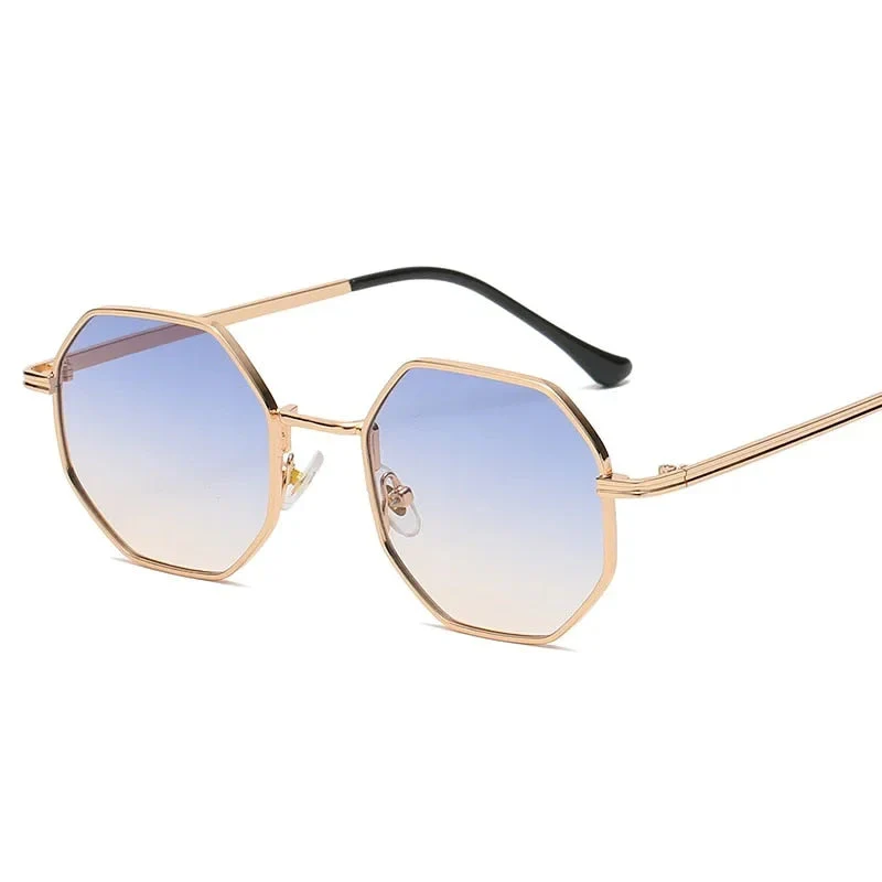 Women Retro Polygonal Metal Sunglasses - Image 3