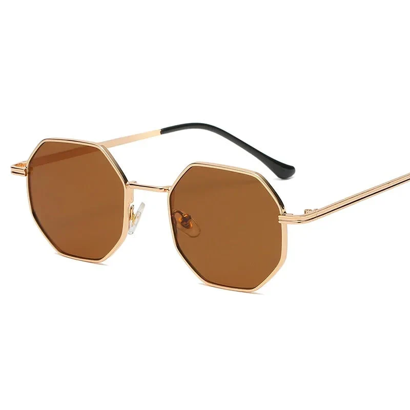 Women Retro Polygonal Metal Sunglasses - Image 4