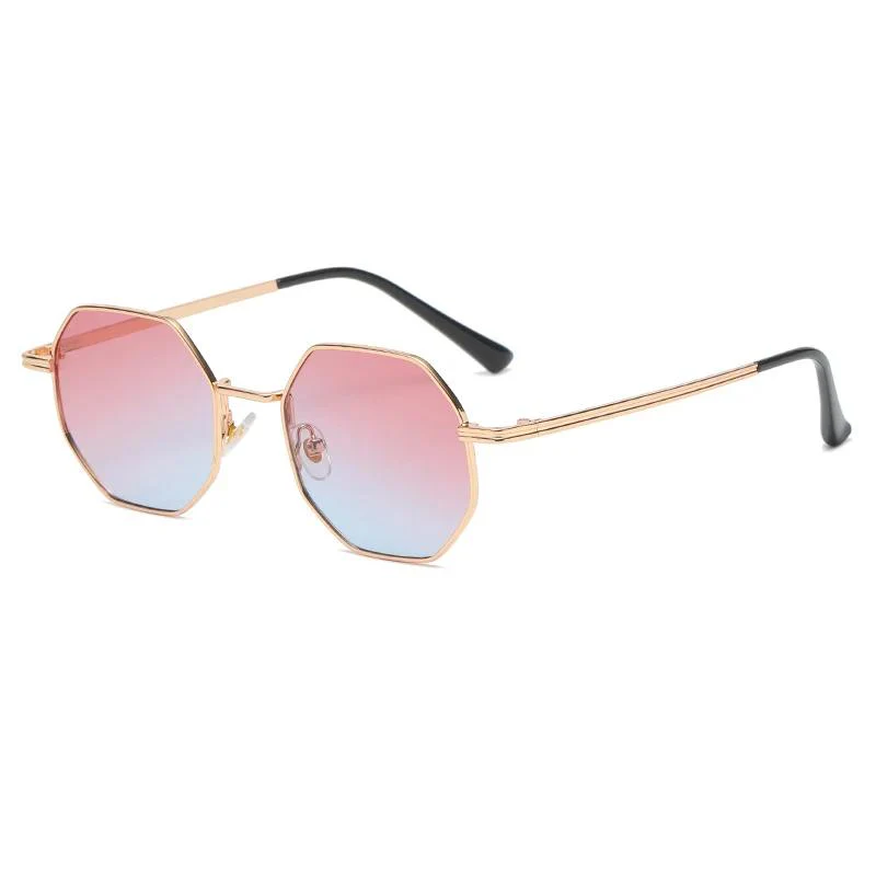 Women Retro Polygonal Metal Sunglasses - Image 8
