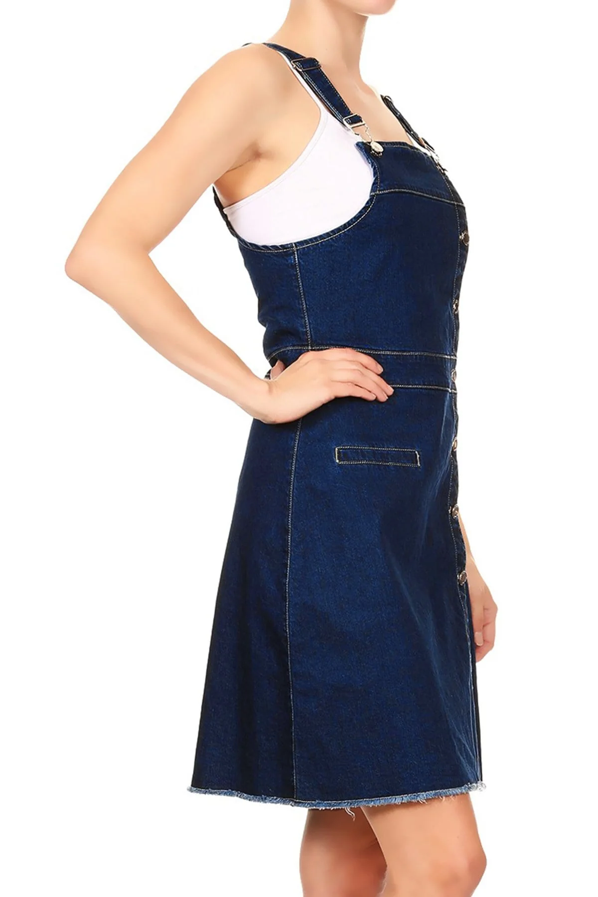 Womens 90s Fashion Adjustable Strap Denim Jean Overall Dress - Image 3