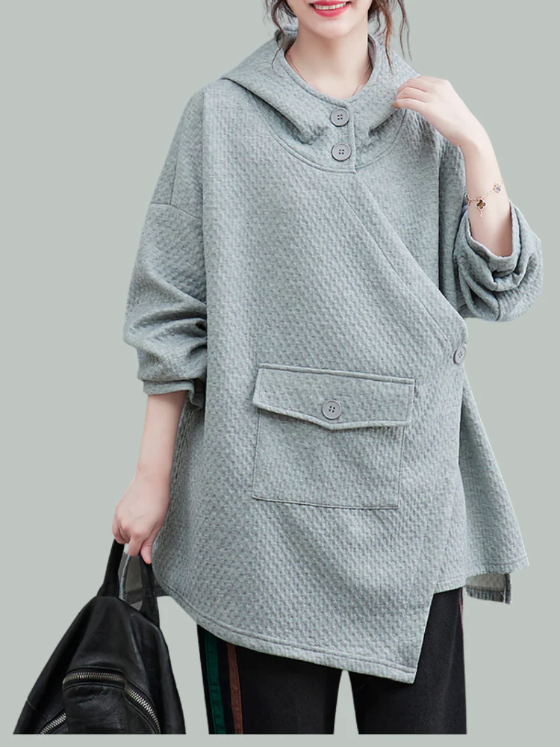 Autumn and Winter Casual Loose Button Sweater With Pocket - Image 3