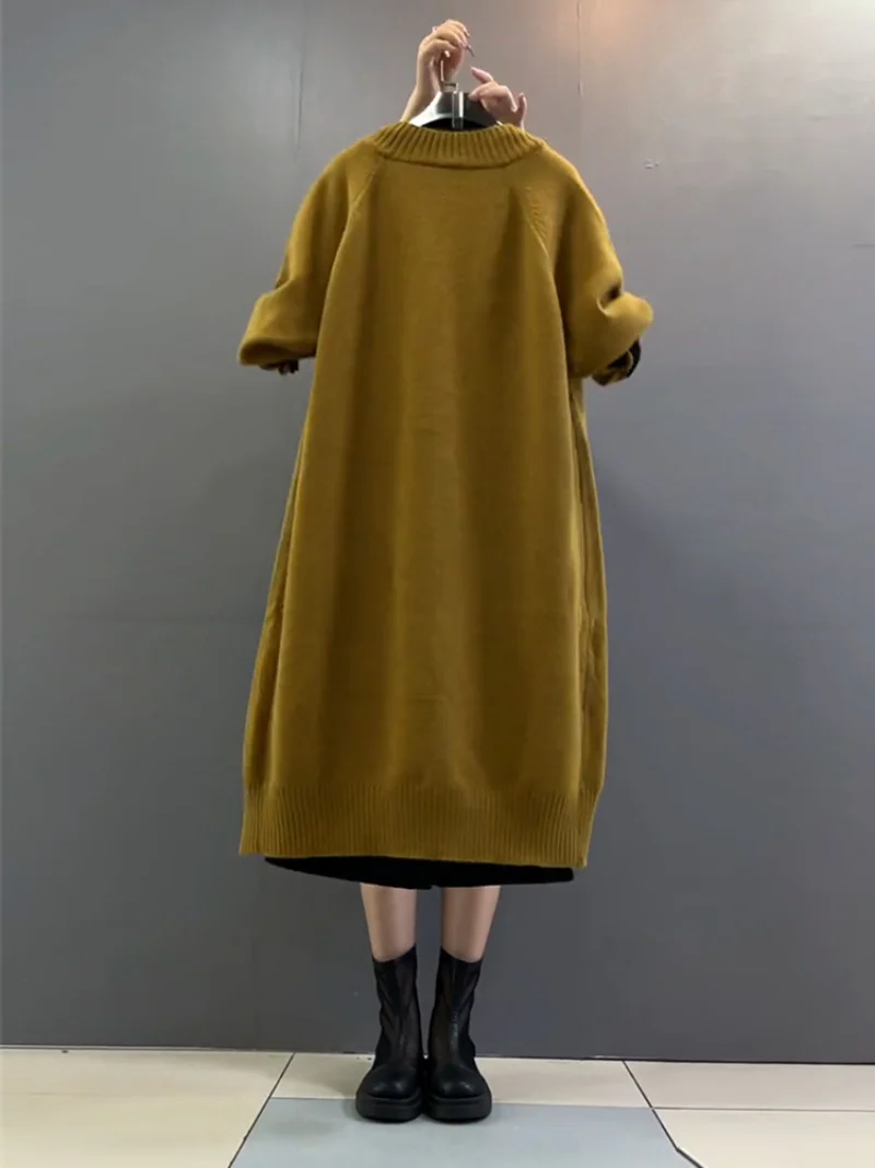 autumn and winter plus size long loose knitted cardigan coat - Image 2