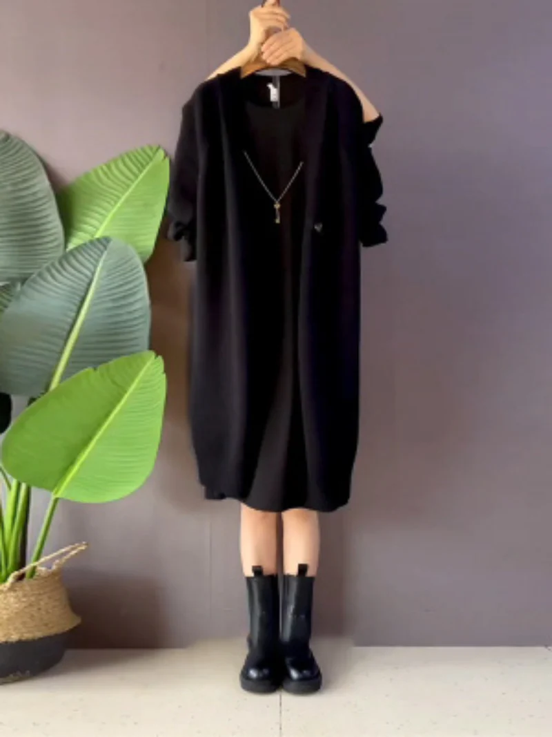 autumn and winter plus size long loose knitted cardigan coat - Image 4