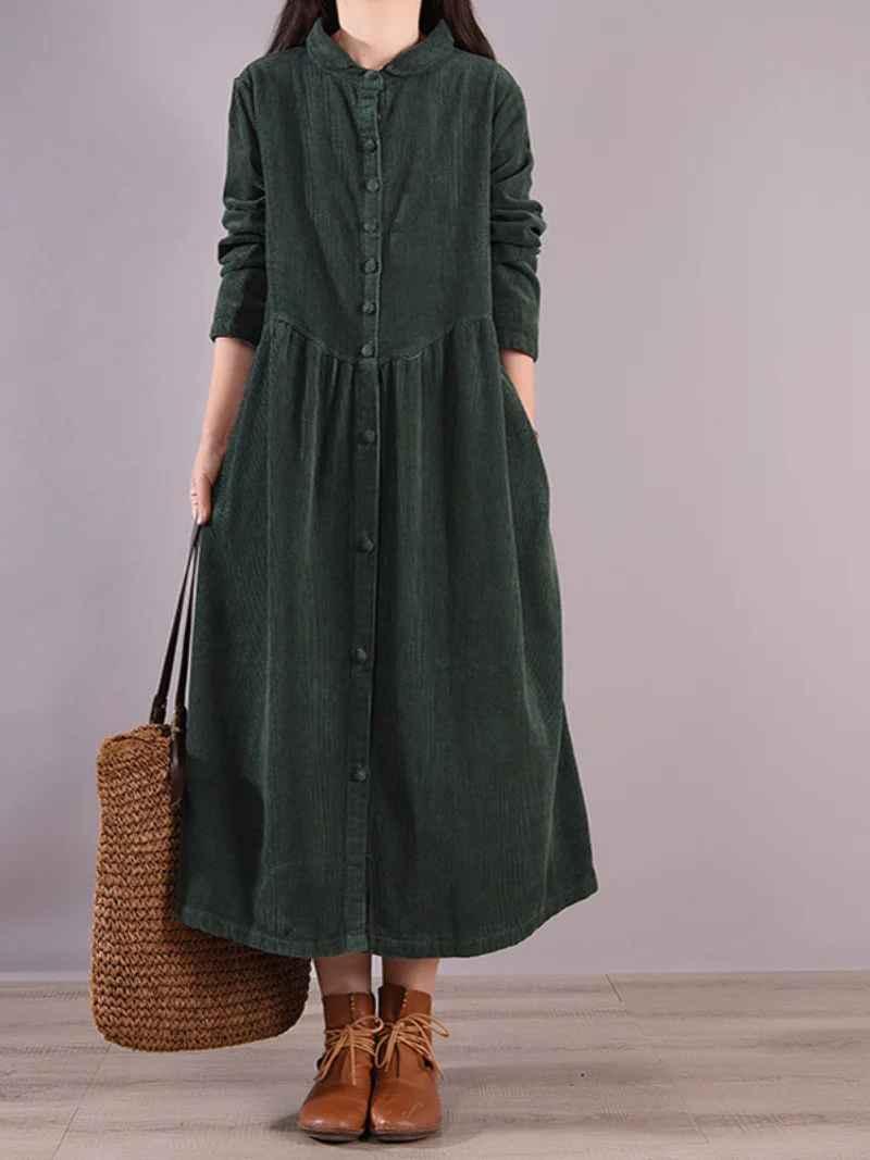Loose Midi Dress, Formal Button Midi Dress, Little Women Dresses, Midi Dresses - Image 2