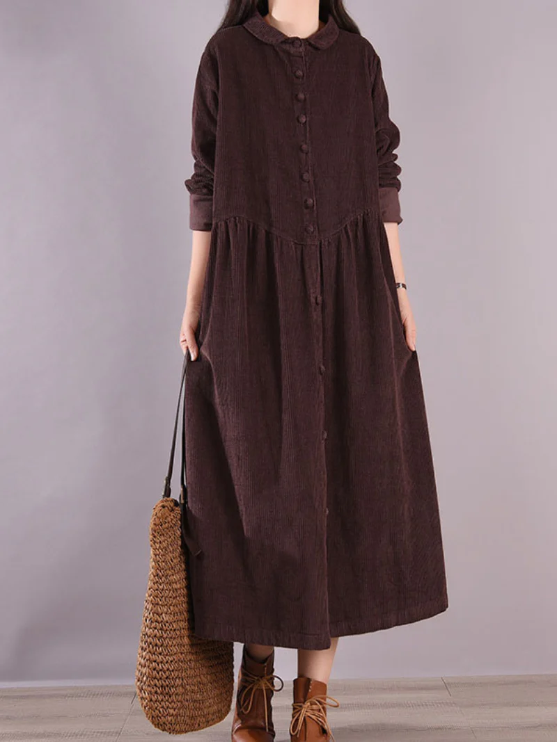 Loose Midi Dress, Formal Button Midi Dress, Little Women Dresses, Midi Dresses - Image 3