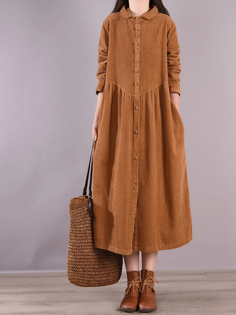 Loose Midi Dress, Formal Button Midi Dress, Little Women Dresses, Midi Dresses - Image 4