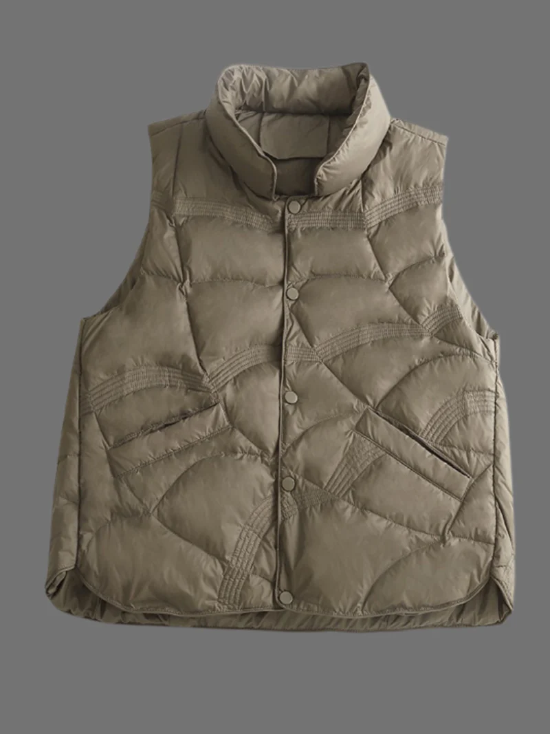 Stand-up Collar Thickened Warm Vest Light Down Jacket Cotton-padded Sleeveless Short Jacket Dress - Image 2