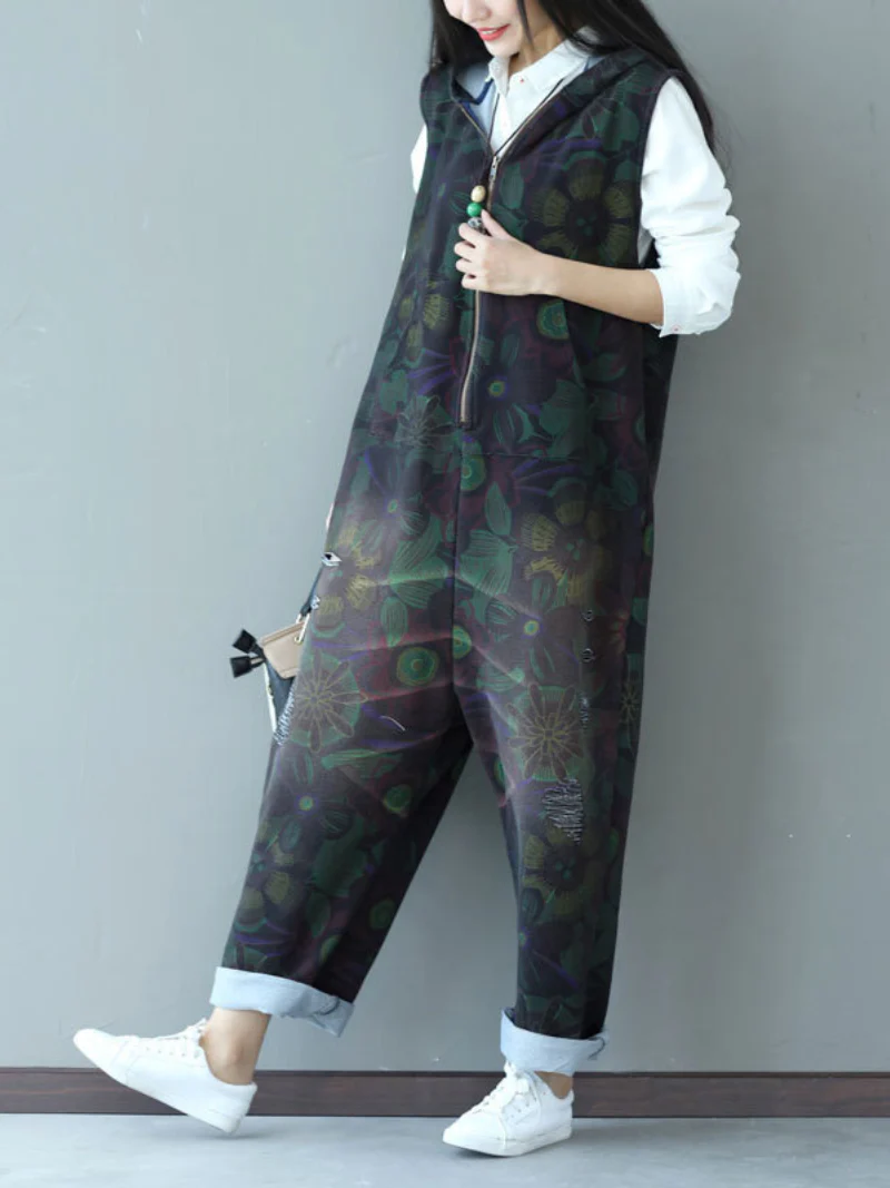 Strap Hooded Jumpsuit Dungarees Overalls - Image 4