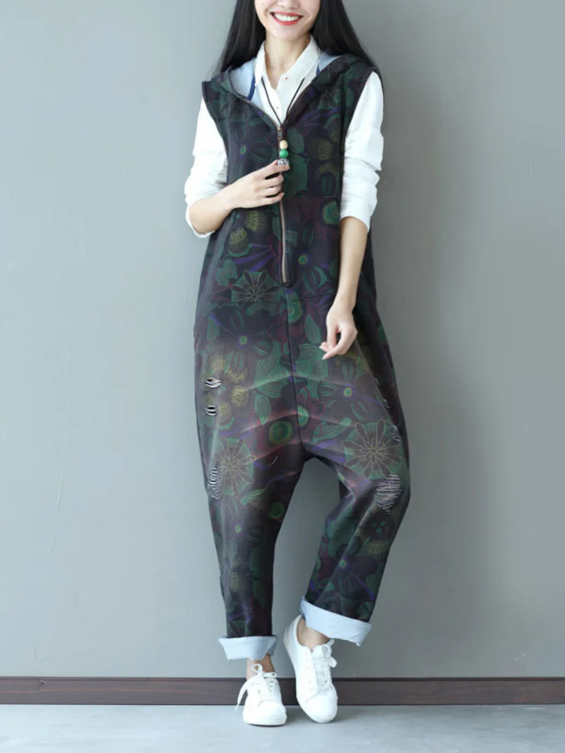 Strap Hooded Jumpsuit Dungarees Overalls - Image 5