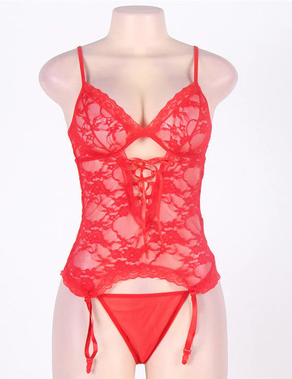 fashion Floral lace bustier set - Image 2