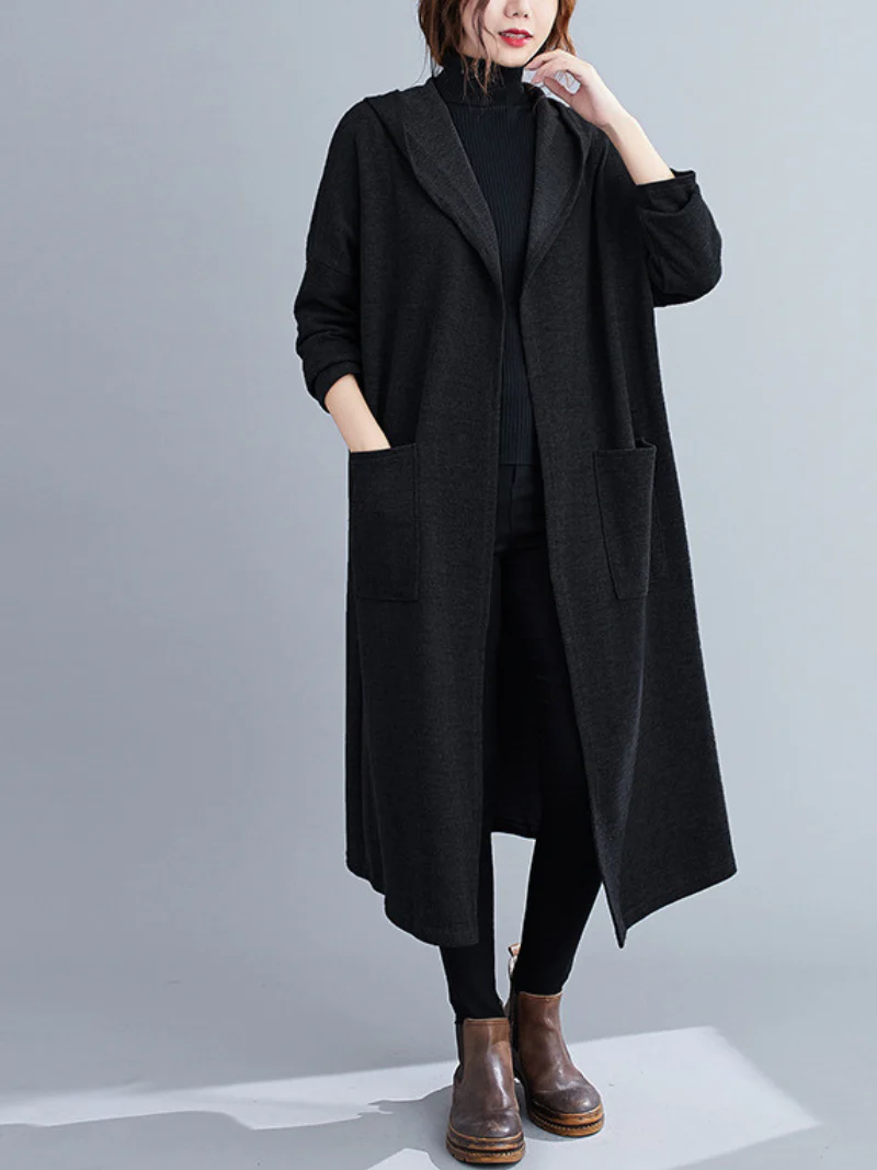 Cardigan Mid-Length Long-Sleeved Thin Pocket Coat - Image 2