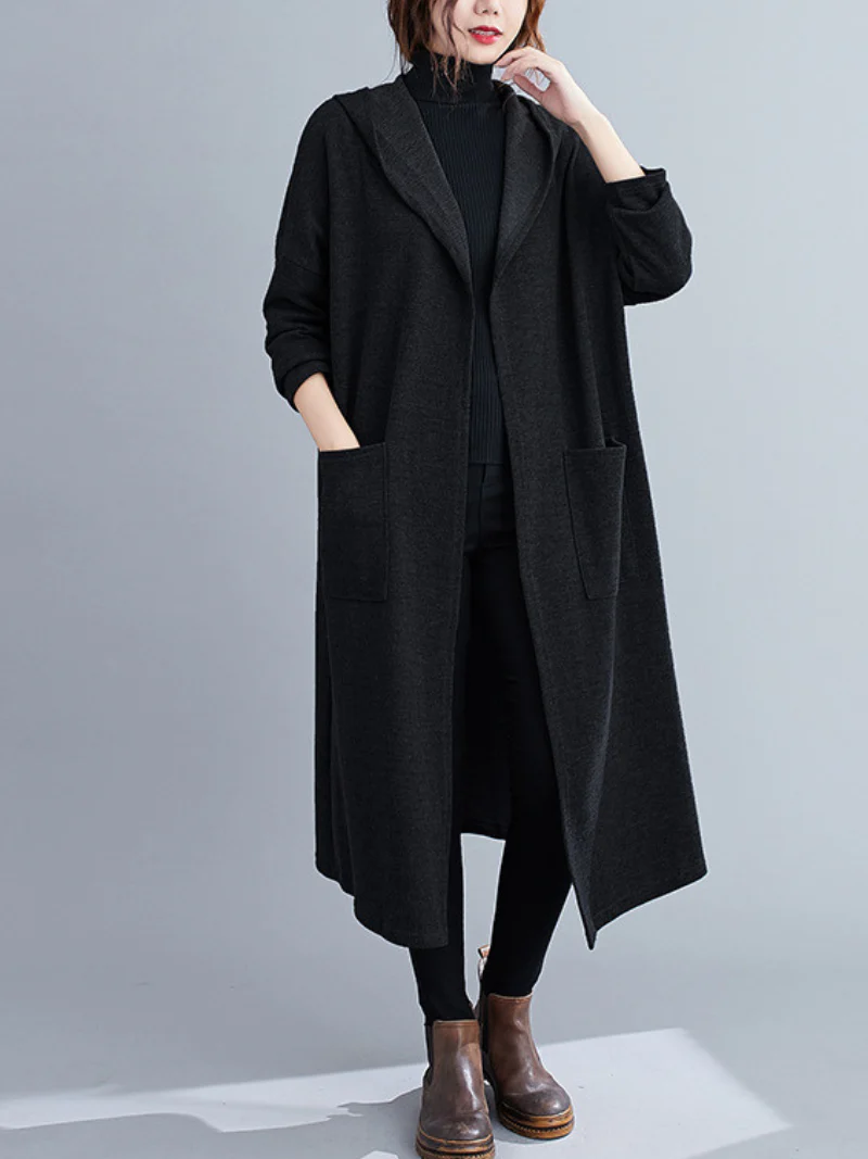 Cardigan Mid-Length Long-Sleeved Thin Pocket Coat - Image 3